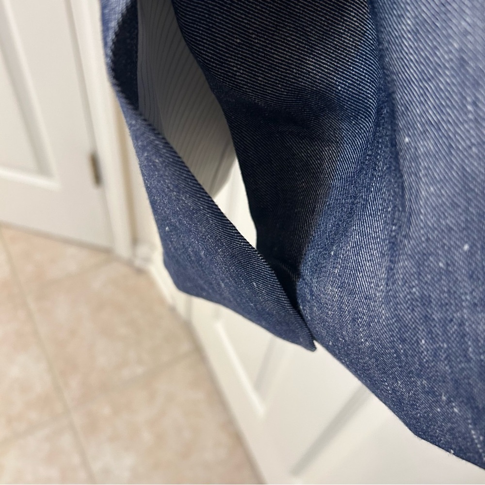 Veronica Beard Dale Linen Blend Dickey Jacket in Blue Melange Size 12 - Picture 14 of 15
